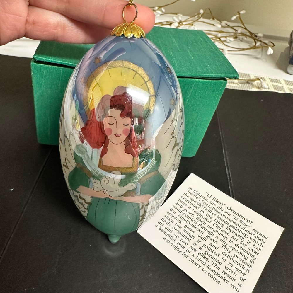 Pier One Li Bien Hand‎ blown Glass Angel Hanging Ornament Vintage New